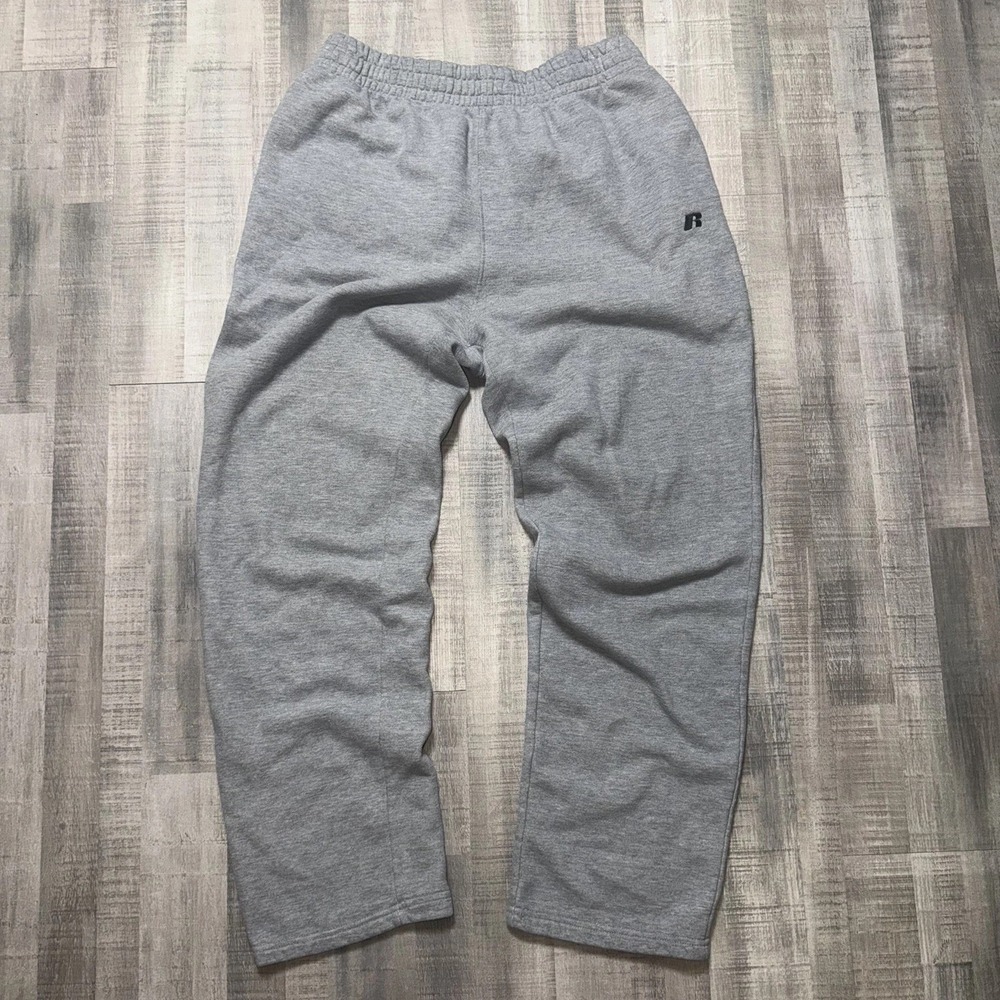 Russell Athletic Sweatpants Men L Grey Fleece Straight Leg Streetwear VTG